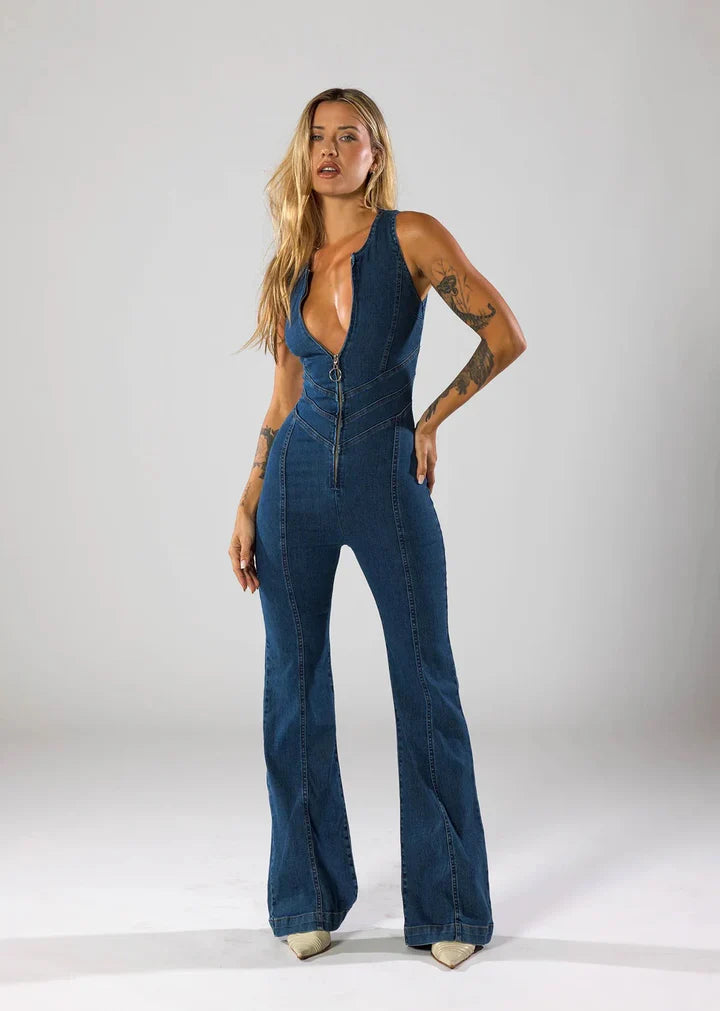 Marvella™ | Combinaison en denim dos nu