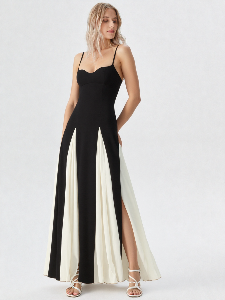 Elowen™ | Robe à Bretelles Contrastées